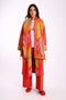 Shawl in patterned jacquard with tassels